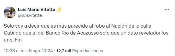 Vitette diferenció el intento de robo al banco de San Isidro Vitette diferenció el intento de robo al banco de San Isidro 