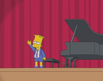 Bart Simpson con un piano