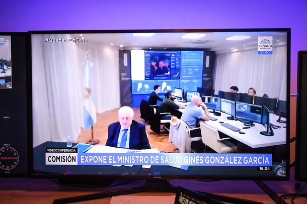 Gin&eacute;s Gonz&aacute;lez Garc&iacute;a en videoconferencia con el Senado por el coronavirus - Cr&eacute;dito:&nbsp;@SenadoArgentina