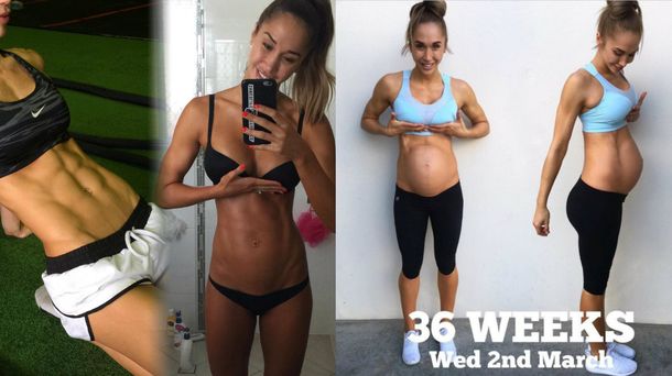 Una modelo de fitness sorprendió con su pancita de nueve meses de embarazo