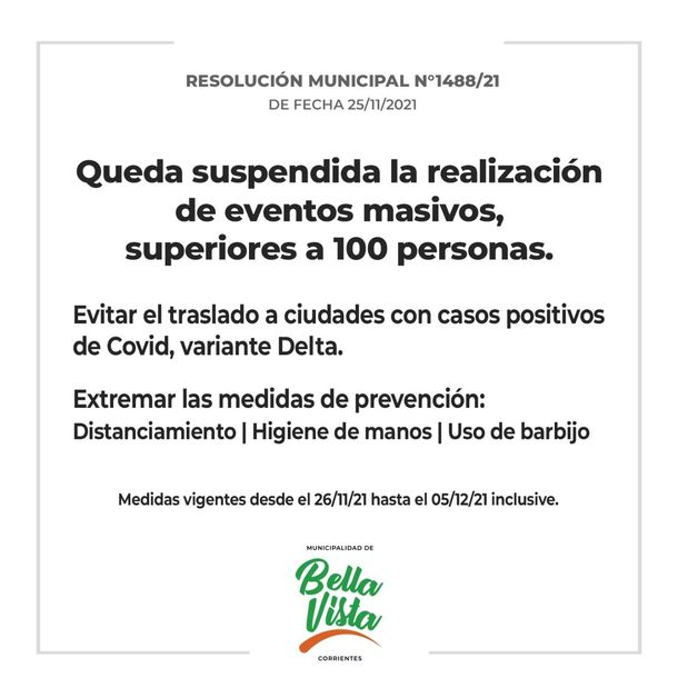 Prohíben eventos masivos en una ciudad de Corrientes por la Delta