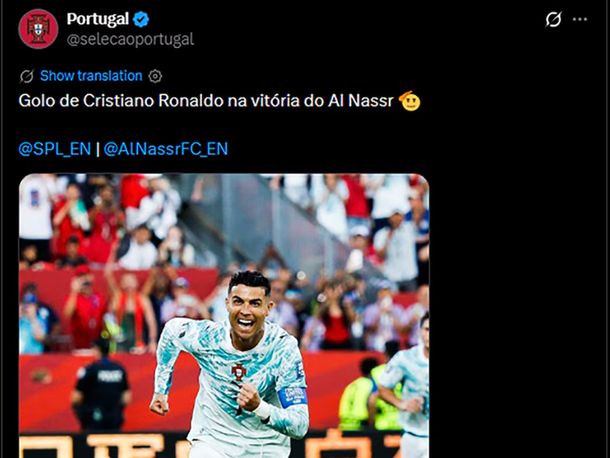 Posteo de Portugal sobre Cristiano Ronaldo