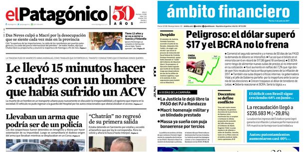 Tapas de diarios del martes 4 de julio de 2017