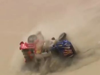 Recalde volcó en el desierto peruano durante le Rally Dakar