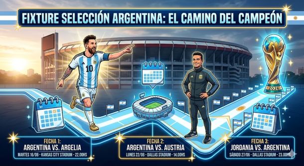 El fixture de la Selección Argentina para el Mundial 2026. El fixture de la Selección Argentina para el Mundial 2026.