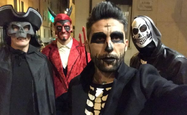 Lucas Pata Castro se disfrazó para festejar Halloween en Italia