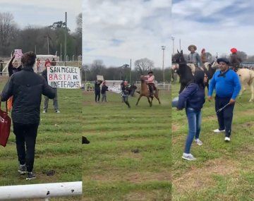 Jineteada violenta en San Miguel: proteccionistas fueron atacados a rebencazos 