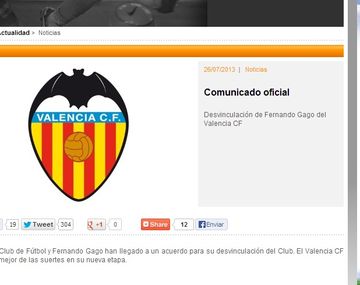 Oficial: Gago ya no pertenece a Valencia y Boca lo espera