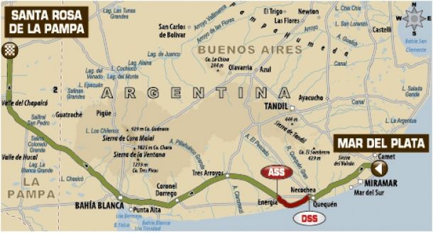 Mapa de la primera etapa del Dakar