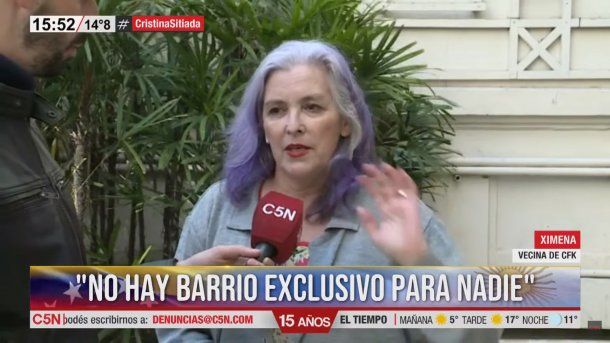 Ximena, la vecina de Cristina Kirchner habló con C5N: Eso del quilombo no es tan así