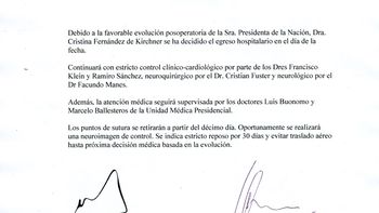 este es el sexto parte medico tras la operacion de cfk este es el sexto parte medico tras la operacion de cfk