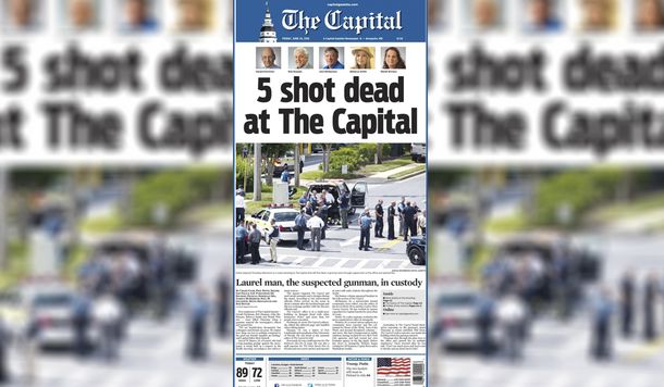 La tapa del Capital Gazette tras el tiroteo