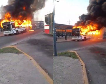 Video: voraz incendio destruyó un colectivo en González Catán