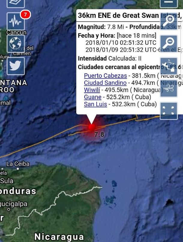 Detalles del sismo del Caribe hondureño