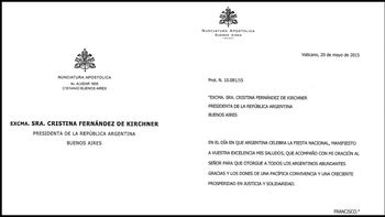 el papa envio una carta a cristina por el 25 de mayo el papa envio una carta a cristina por el 25 de mayo