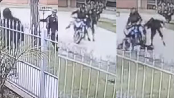 VIDEO: La interceptaron dos motochorros, intentó defenderse, pero le robaron el celular