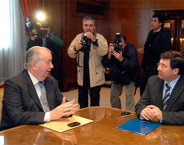 El presidente de la AFA, Julio Grondona, y el titular de la AFIP, Ricardo Echegaray