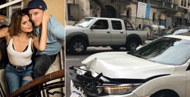 Así quedó el auto de El Polaco y Silvina Luna tras el choque.