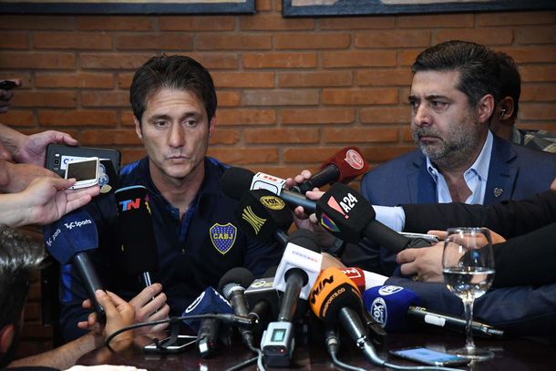 Guillermo Barros Schelotto habló junto a Daniel Angelici