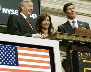 Néstor Kirchner y Cristina Fernández en Wall Street en el 2006