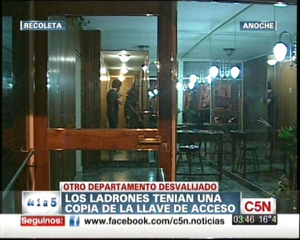 Recoleta: desvalijan un departamento en una entradera