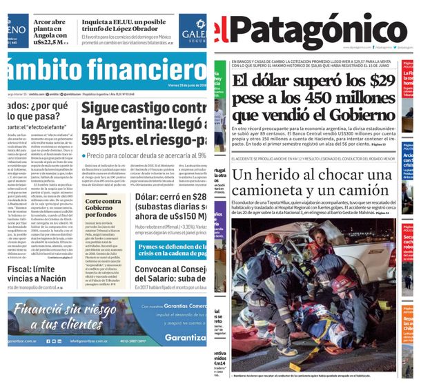 Tapas de diarios del sábado 30 de junio de 2018