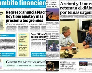 Tapas de diarios del lunes 29 de enero de 2018