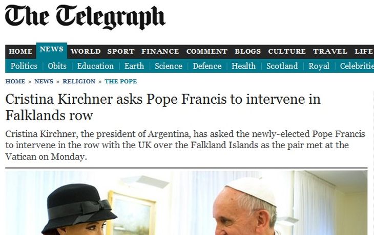 La prensa británica se hace eco del pedido de CFK a Francisco