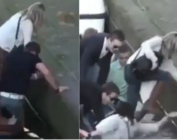 El video viral del año: dos mujeres cayeron al agua al bajarse del bote