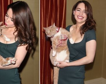 Emilia Clarke y su amigo el gatito