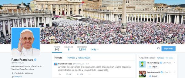 El papa Francisco ya superó los 14 millones de seguidores en Twitter