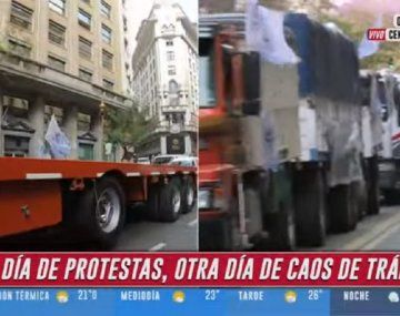 Caos de tránsito en el centro porteño por una protesta de transportistas