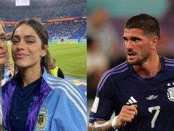 La romántica foto de De Paul con Tini en la concentración argentina