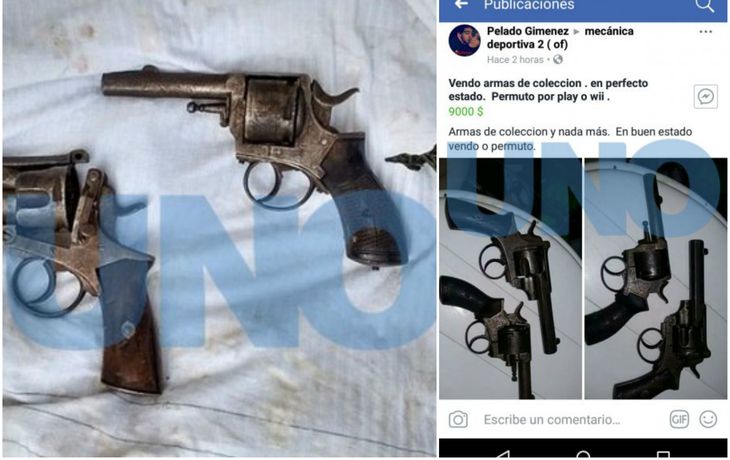 Las armas que ofrecían y el posteo de Facebook