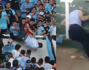 A Emanuel Balbo le robaron la zapatillas tras tirarlo de la tribuna