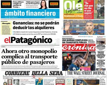 Mirá las tapas de los diarios