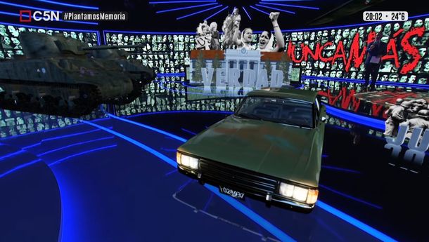 Los símbolos de la dictadura genocida en la realidad aumentada de C5N