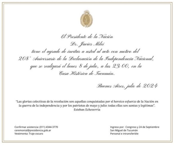 La invitación del Gobierno a la firma del Pacto de Mayo en Tucumán