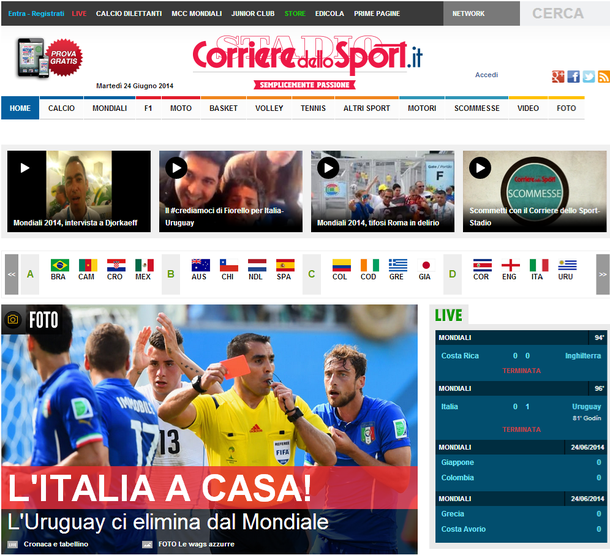 Los medios de Italia lamentan una nueva eliminación