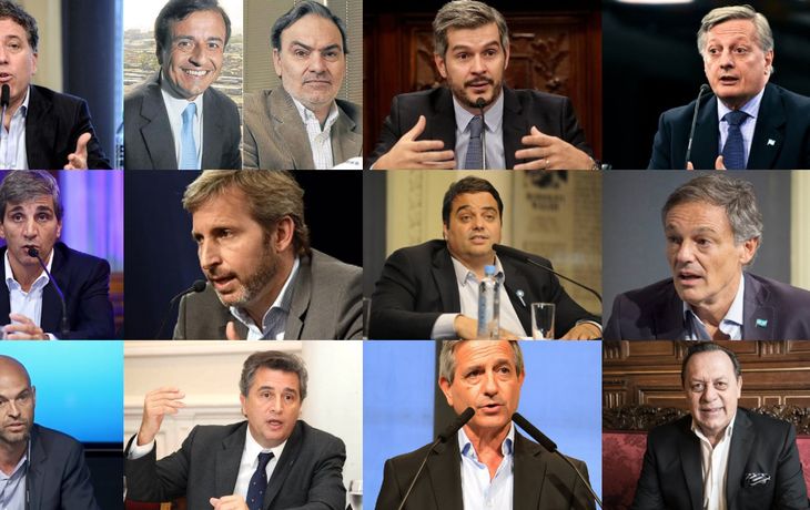 Dujovne, Quintana, Lopetegui, Peña, Aranguren, Caputo, Friguerio, Triaca, Cabrera, Dietrich,&nbsp;Etchevehere, Ibarra y Santos