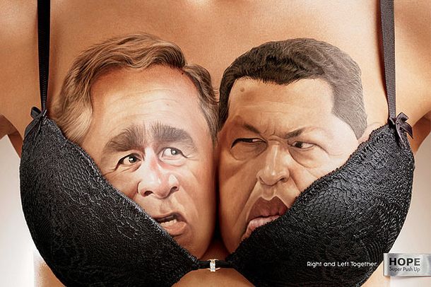 Aviso publicitario de corpiños junta a enemigos mortales