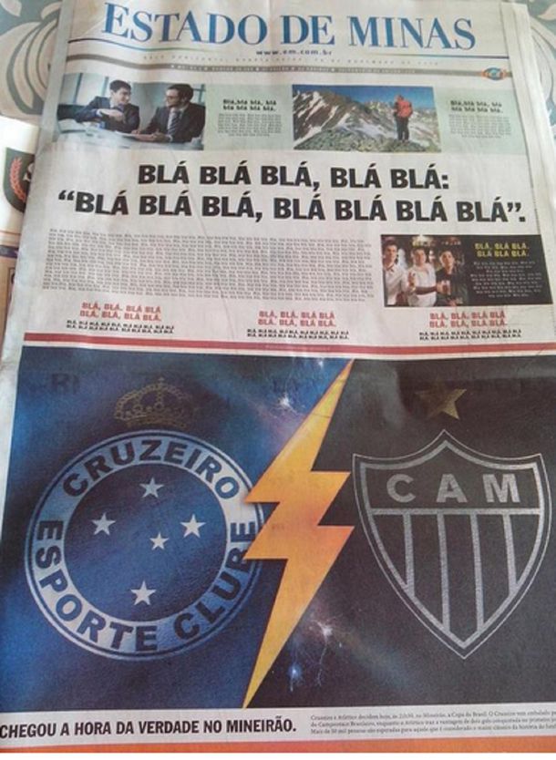 Insólita tapa de un diario brasilero para anunciar una final de fútbol