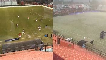 Una intensa lluvia de granizo demoró el inicio entre Barracas y Defensores (B)