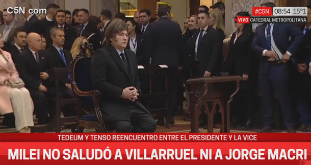 Javier Milei le negó el saludo a Victoria Villarruel y a Jorge Macri en el Tedeum