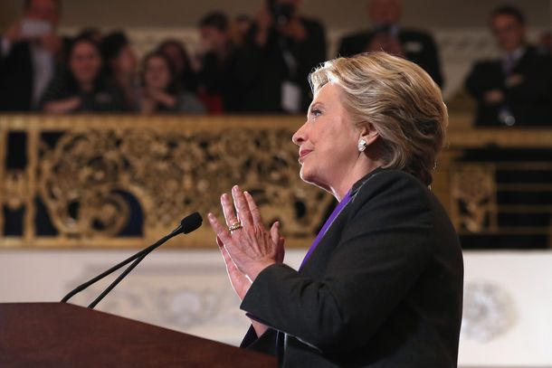 Hillary Clinton tras la derrota con Donald Trump