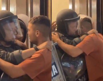 El conmovedor abrazo entre un policía y el padre de una nena víctima de abuso