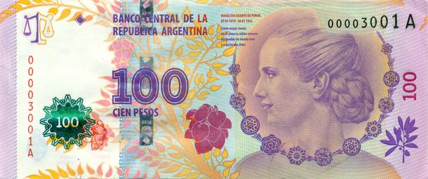 Venden a US$50 el billete de $100 con el rostro de Evita