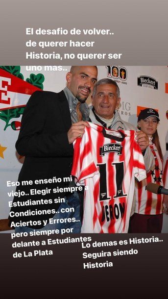 Posteo de Juan Sebastián Verón en Instagram.