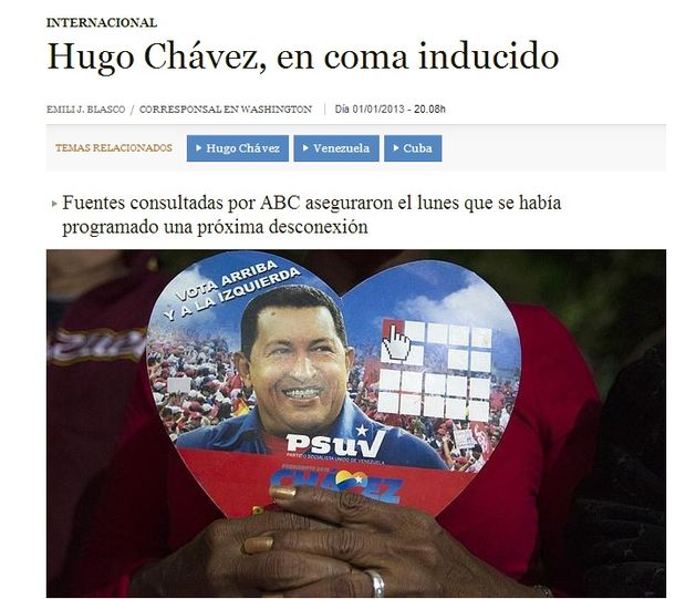 Un diario español asegura que Chávez está en coma inducido