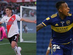 Julián Álvarez en River y Sebastián Villa en Boca, dos que ya gritaron en el Superclásico.